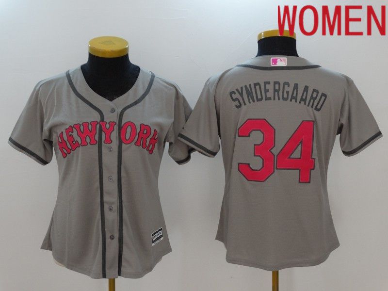 Women New York Mets #34 Syndergaard Grey Mother Edition 2022 MLB Jersey